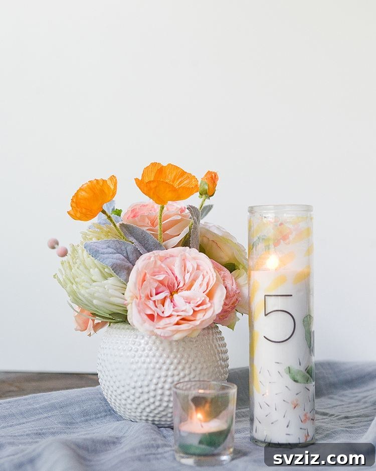 Tropical Inspired Wedding Table Numbers with Greenery and Gold Accents