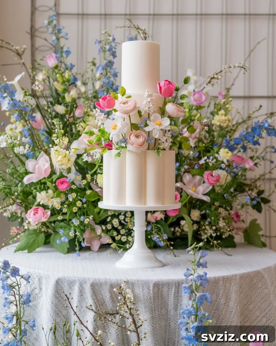 Elegant Wedding Cake Table Designs 6 4. Springtime Romance