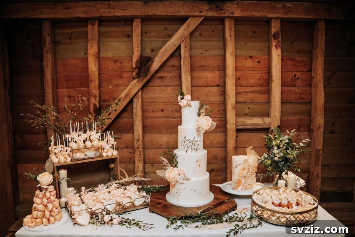 Elegant Wedding Cake Table Designs 9 7. Pearly Peach Wedding Table