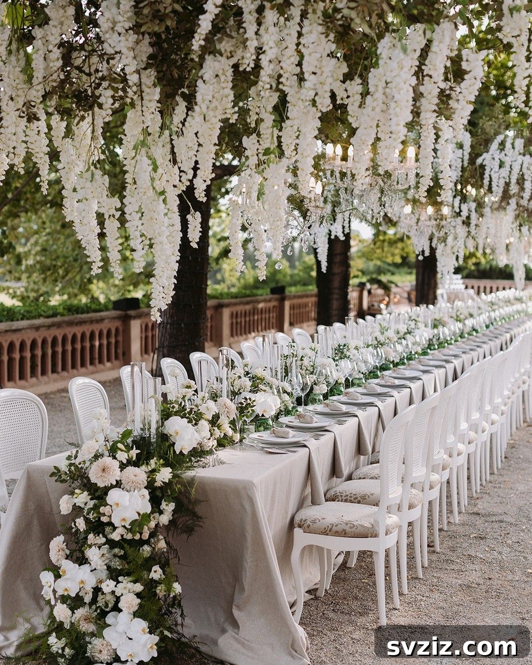 27 Breathtaking Long Table Wedding Inspirations 14 12. Cascading Romance