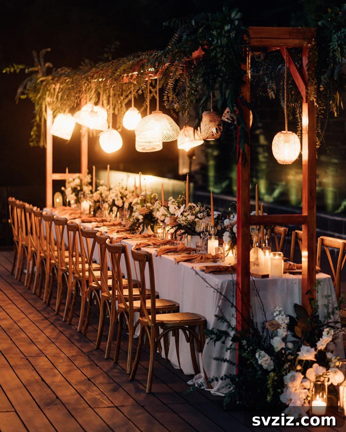 27 Breathtaking Long Table Wedding Inspirations 27 25. Love Under The Lamplight