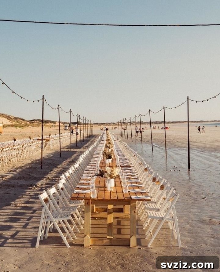 27 Breathtaking Long Table Wedding Inspirations 29 27. Dining with the Tide
