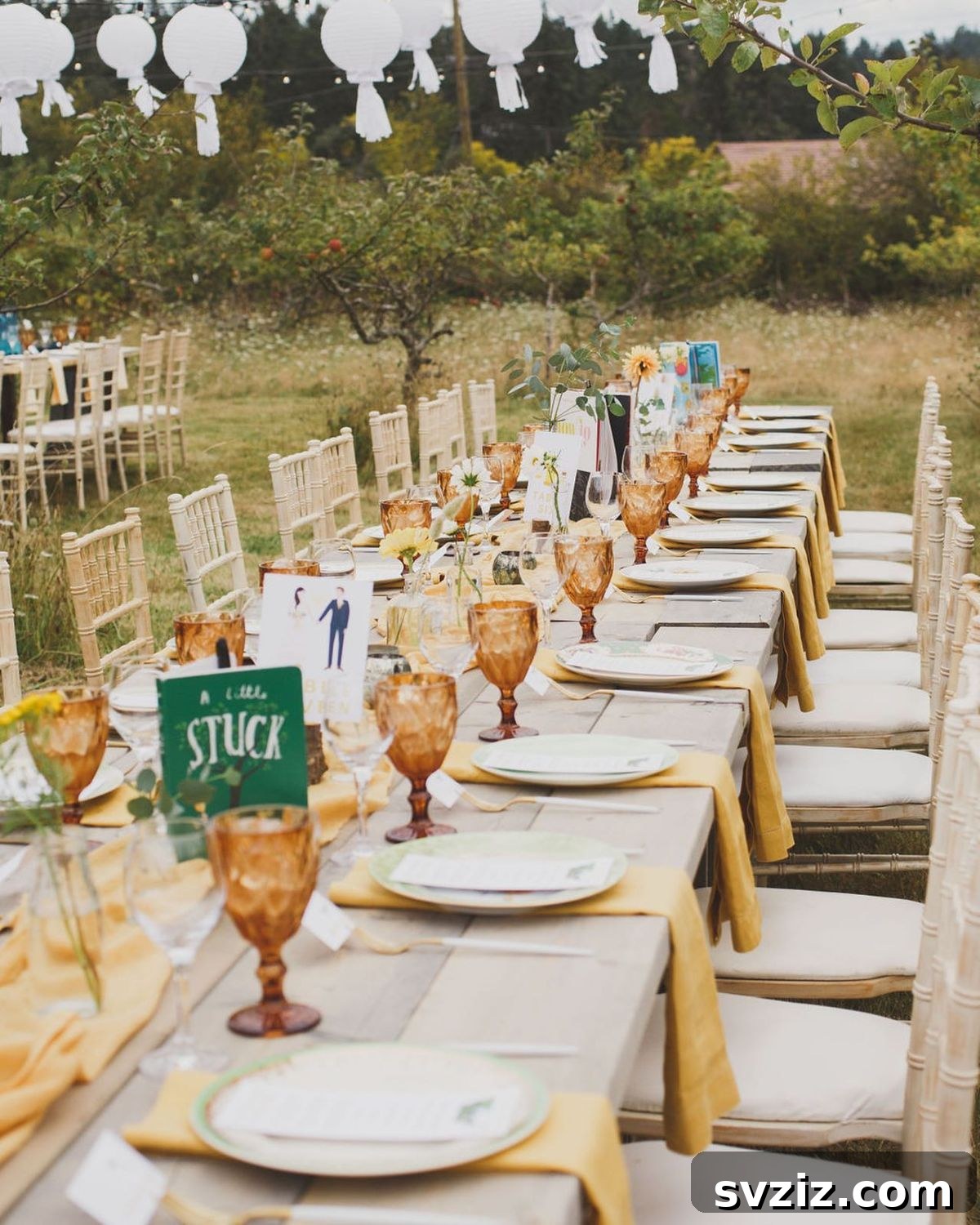 27 Breathtaking Long Table Wedding Inspirations 7 5. Apple Orchard Enchantment