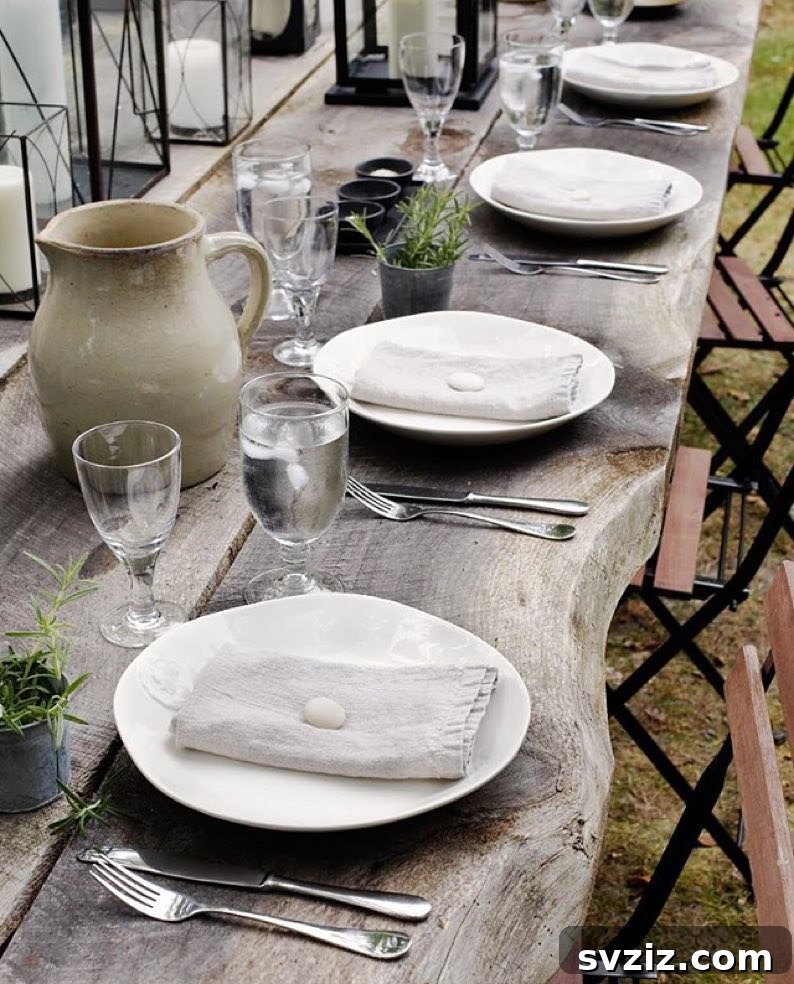 Charming Rustic Long Table Wedding Inspiration 20 Rough-Elegant Rustic Long Table with Earthy Stoneware, Black Metal Lanterns, and Wishing Stones