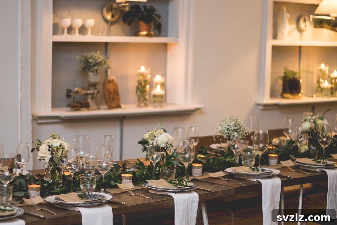 Charming Rustic Long Table Wedding Inspiration 24 Rustic Long Wooden Table with Chic Tall Wine Glasses, Crisp White Runners, and Delicate Roses