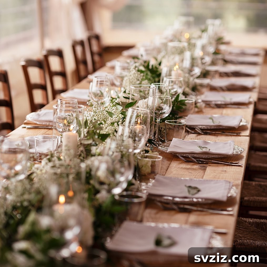 Charming Rustic Long Table Wedding Inspiration 10 Rustic Long Wedding Table with Dark Wood and White Floral Decor for a Family Gathering Feel