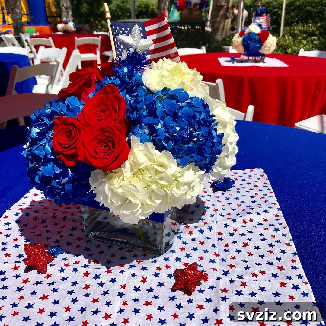 Show Your Spirit: Easy DIY 4th of July Table Decorations 11 Elegant Floral Arrangement for 4th of July Decor