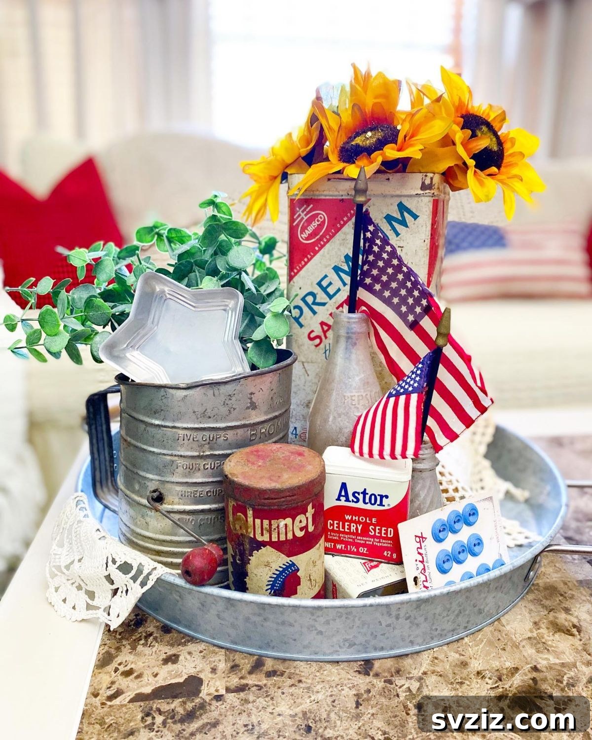 Show Your Spirit: Easy DIY 4th of July Table Decorations 13 Vintage Style 4th of July Centerpiece with Flags and Flowers