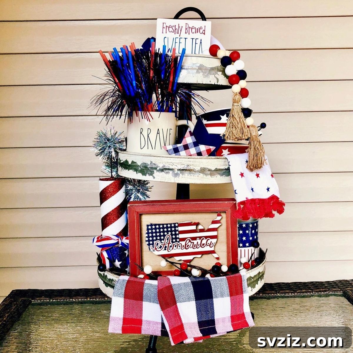 Show Your Spirit: Easy DIY 4th of July Table Decorations 14 Festive Tiered Tray for Red, White, and Blue 4th of July Decor