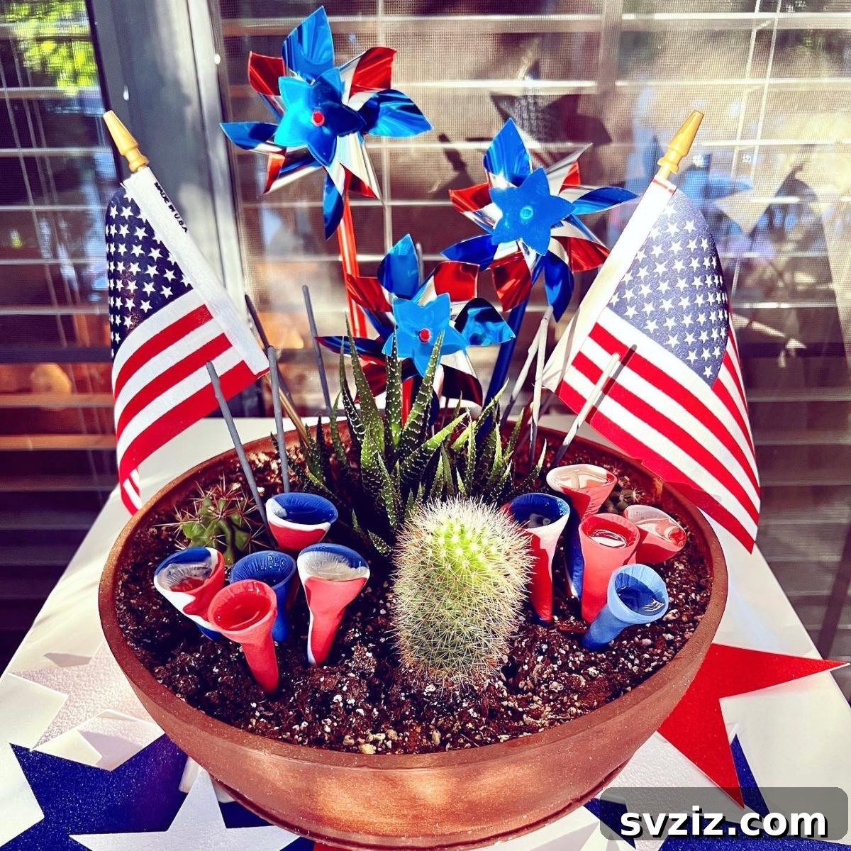 Show Your Spirit: Easy DIY 4th of July Table Decorations 15 Unique Bee Cups Painted Red, White, and Blue for 4th of July Centerpiece