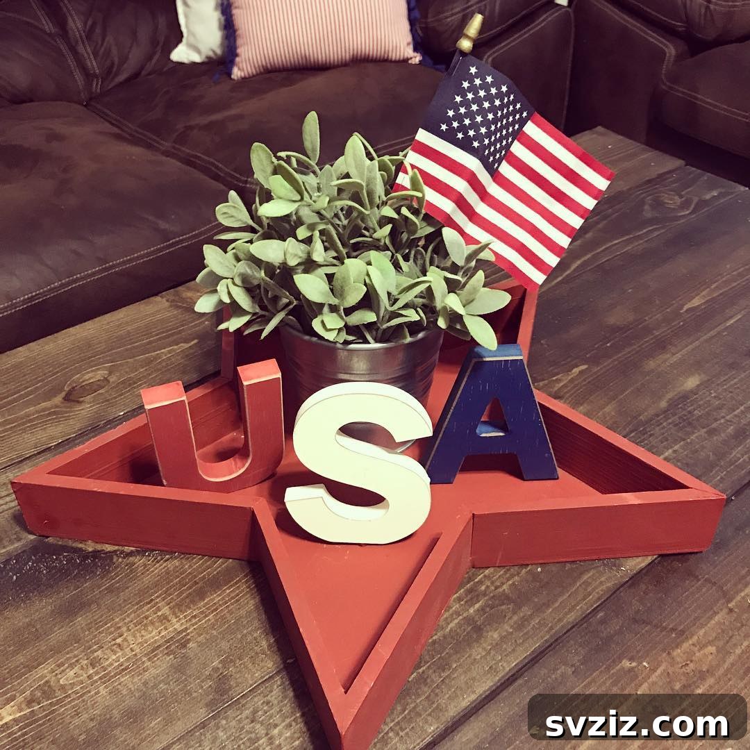 Show Your Spirit: Easy DIY 4th of July Table Decorations 22 Decorative USA Star Tray Centerpiece for 4th of July