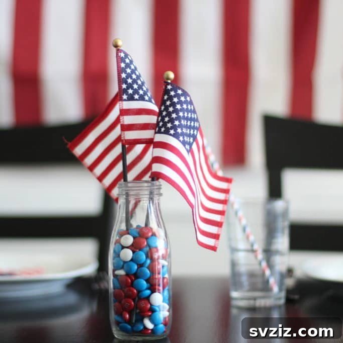 Show Your Spirit: Easy DIY 4th of July Table Decorations 4 Easy M&M Candy 4th of July Centerpiece Idea
