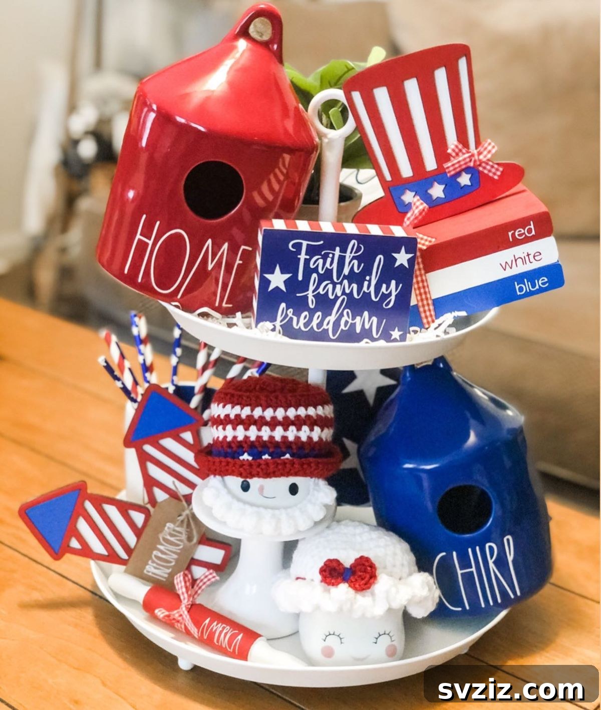 Show Your Spirit: Easy DIY 4th of July Table Decorations 5 Stylish Two-Tier Red, White, and Blue Centerpiece for Holiday Table