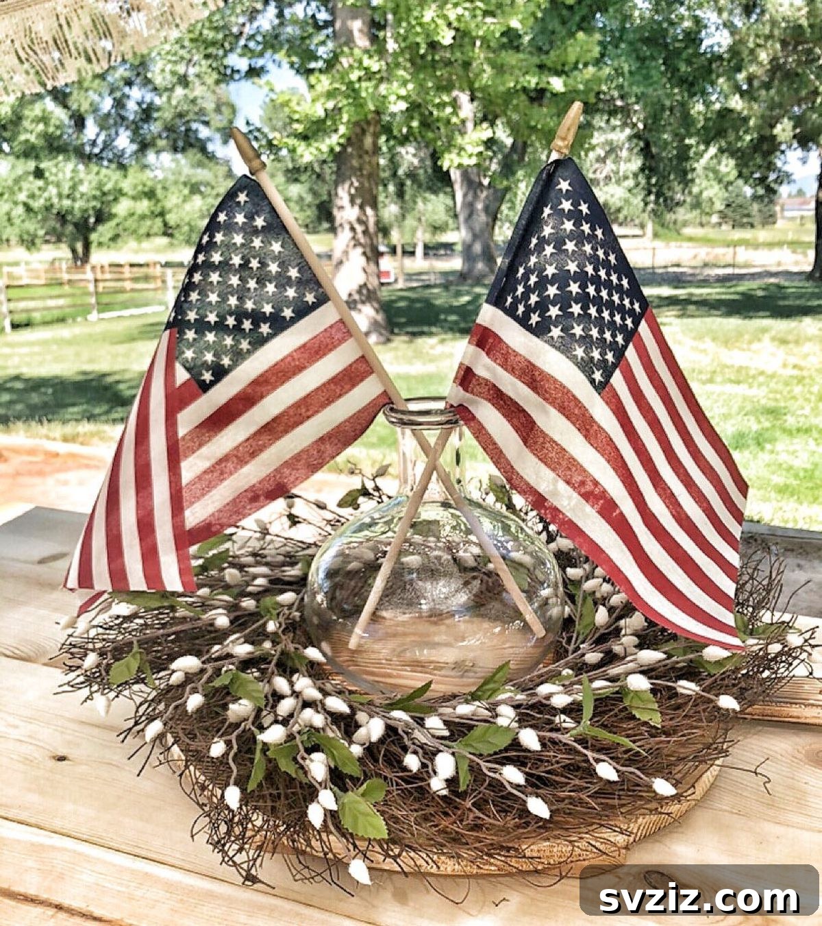 Show Your Spirit: Easy DIY 4th of July Table Decorations 8 Bohemian Style 4th of July Centerpiece with Greenery and Flags