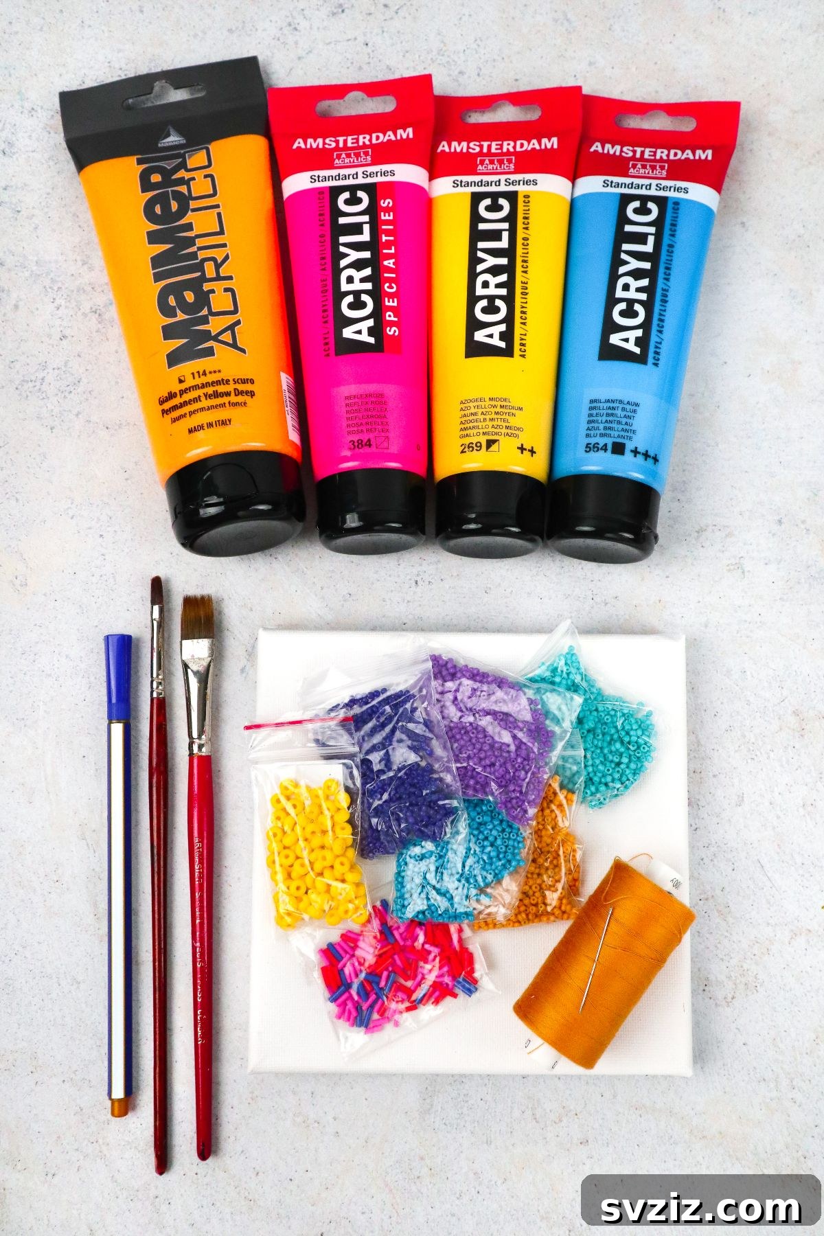 Tiny Treasures: Beaded Art 3 Easy Beaded Mini Painting tutorial showing all the necessary supplies