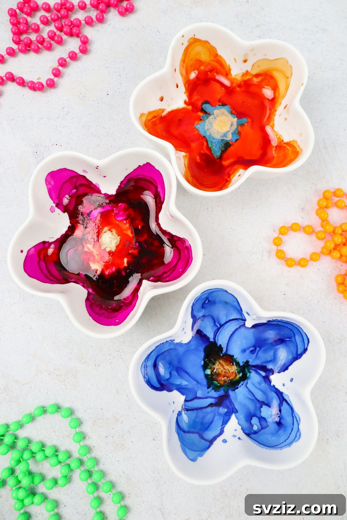 Creative DIY Trinket Dishes crafted with alcohol ink