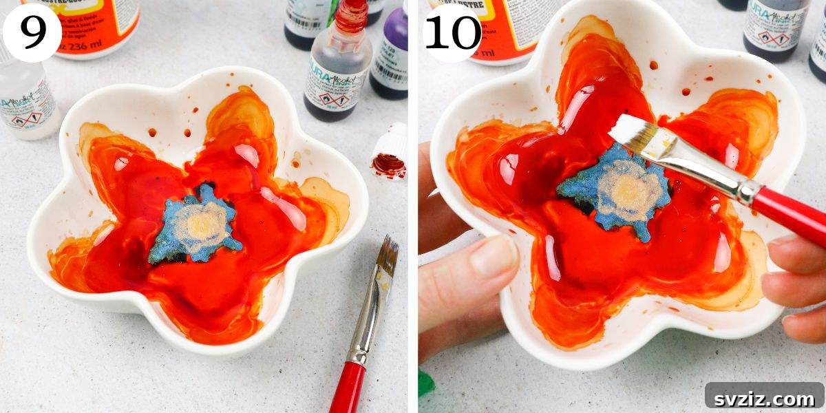 A beautifully finished single-color alcohol ink trinket dish design