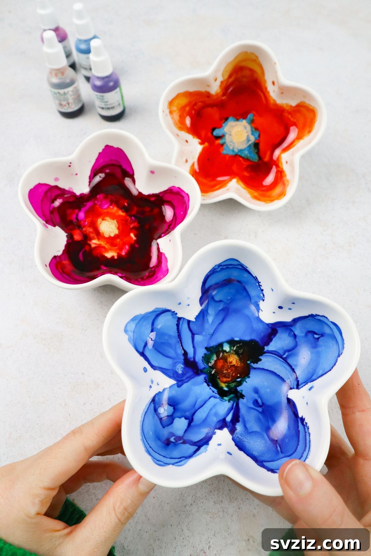 Collection of beautiful handmade alcohol ink trinket dishes