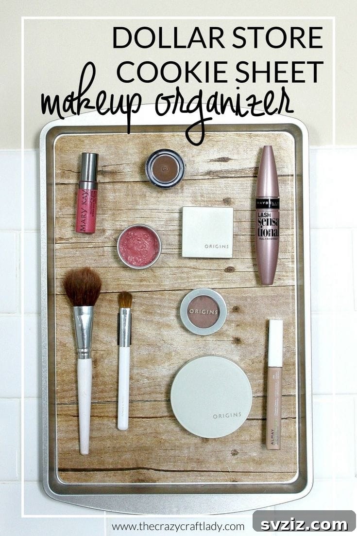 20 Genius Dollar Store Storage Solutions 8 cookie sheet makeup organizer dollar tree