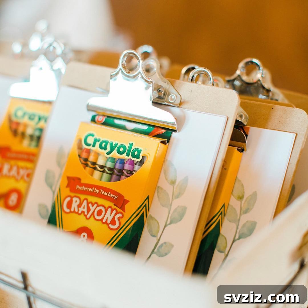 17 Enchanting Wedding Table Concepts for Your Youngest Attendees 4 2. Coloring Activities