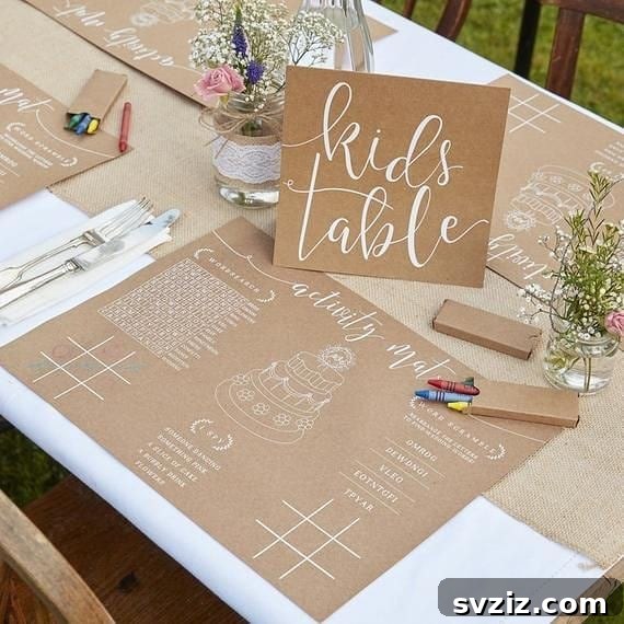 17 Enchanting Wedding Table Concepts for Your Youngest Attendees 7 5. Activity Mat