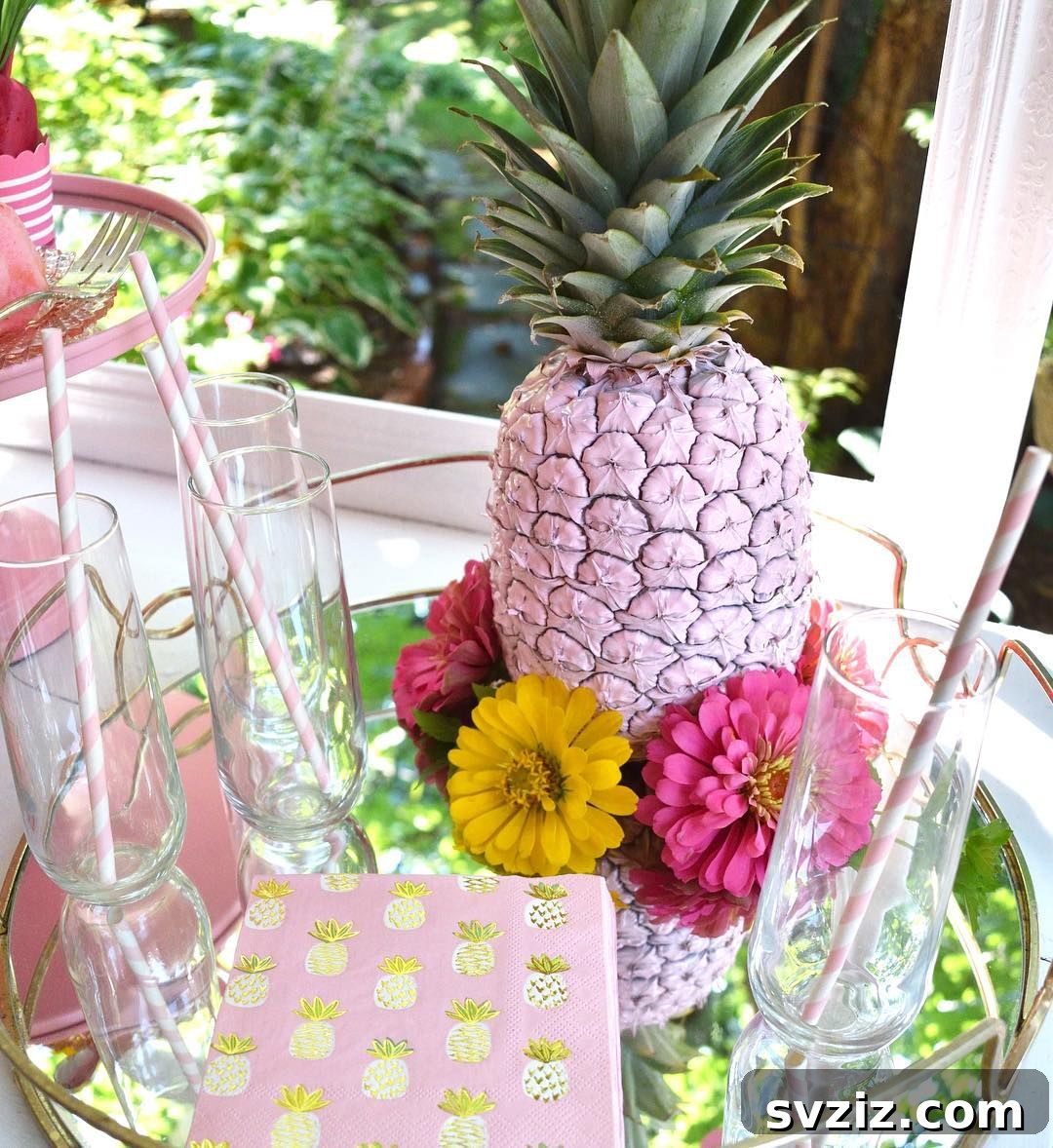 23 Effortless DIY Summer Dining Table Centerpieces 17 15. Painted Pineapple Centerpiece