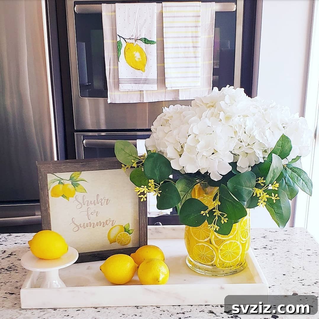 23 Effortless DIY Summer Dining Table Centerpieces 18 16. Lemon Hydrangea Centerpiece