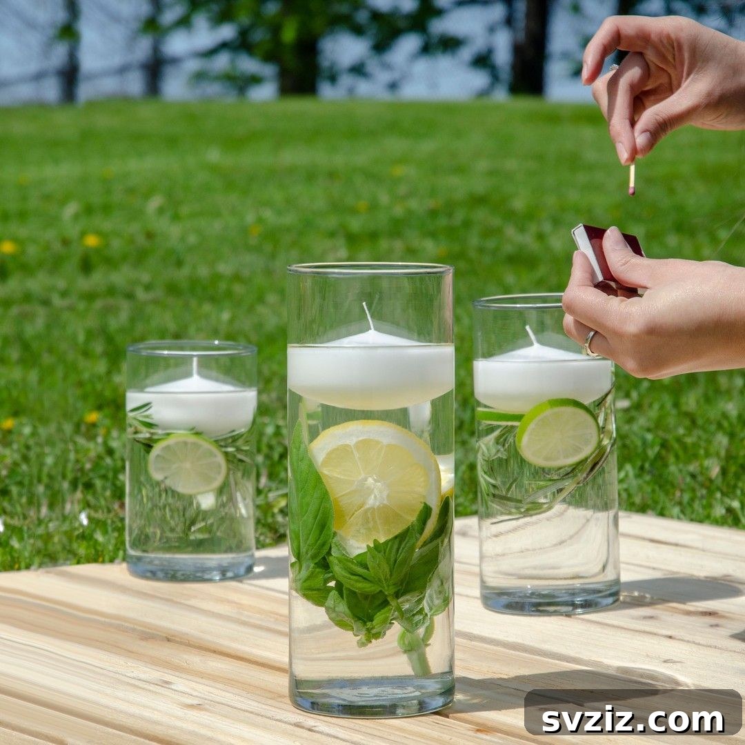 23 Effortless DIY Summer Dining Table Centerpieces 22 20. Floating Candle Centerpieces