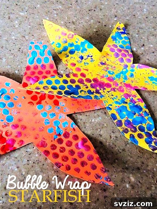 Sunny Summer Crafts for Little Hands 13 Bubble Wrap Starfish Craft