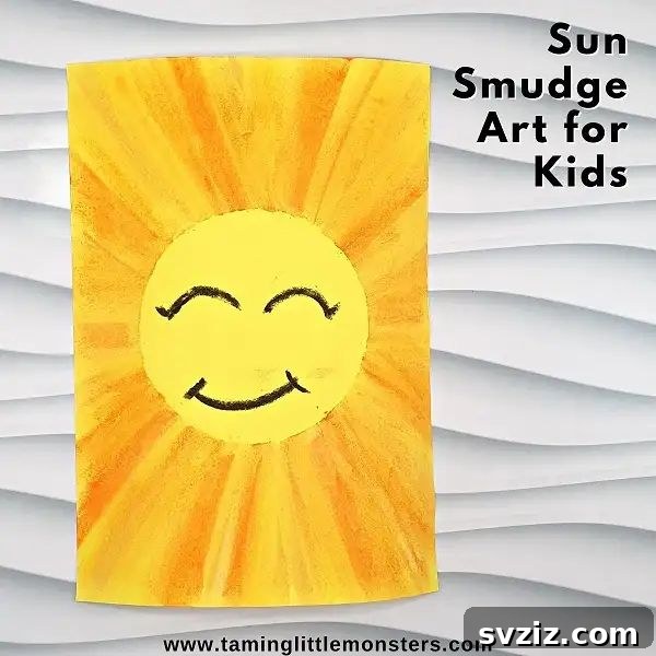 Sunny Summer Crafts for Little Hands 14 Sun Smudge Art with Oil Pastels