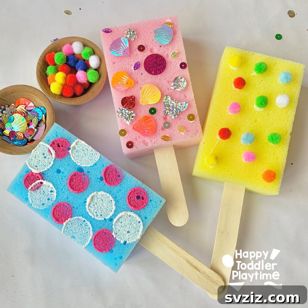 Sunny Summer Crafts for Little Hands 20 Sponge Popsicle Craft for kids
