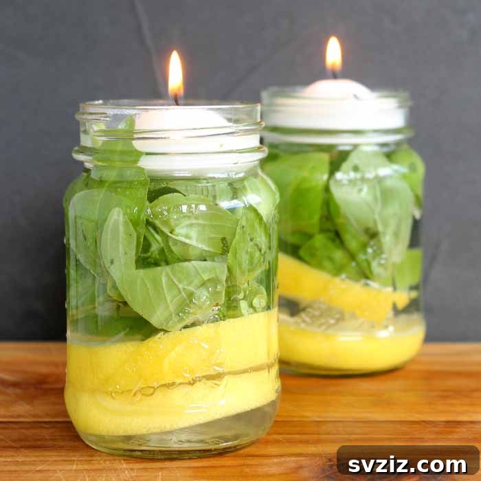 Creative Summer Projects for Grown-Ups 13 Natural mosquito repellent candles made with lemons, limes, basil, and lemongrass essential oil.