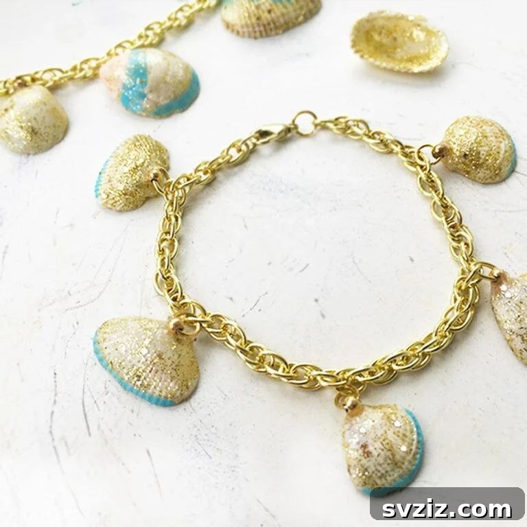 Creative Summer Projects for Grown-Ups 15 Delicate DIY seashell bracelet made with small seashells and jewelry supplies.