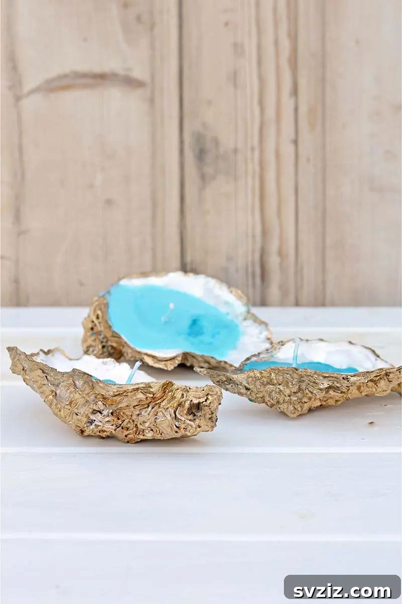 Creative Summer Projects for Grown-Ups 22 Luxurious handmade oyster shell candles with an elegant beachy vibe.