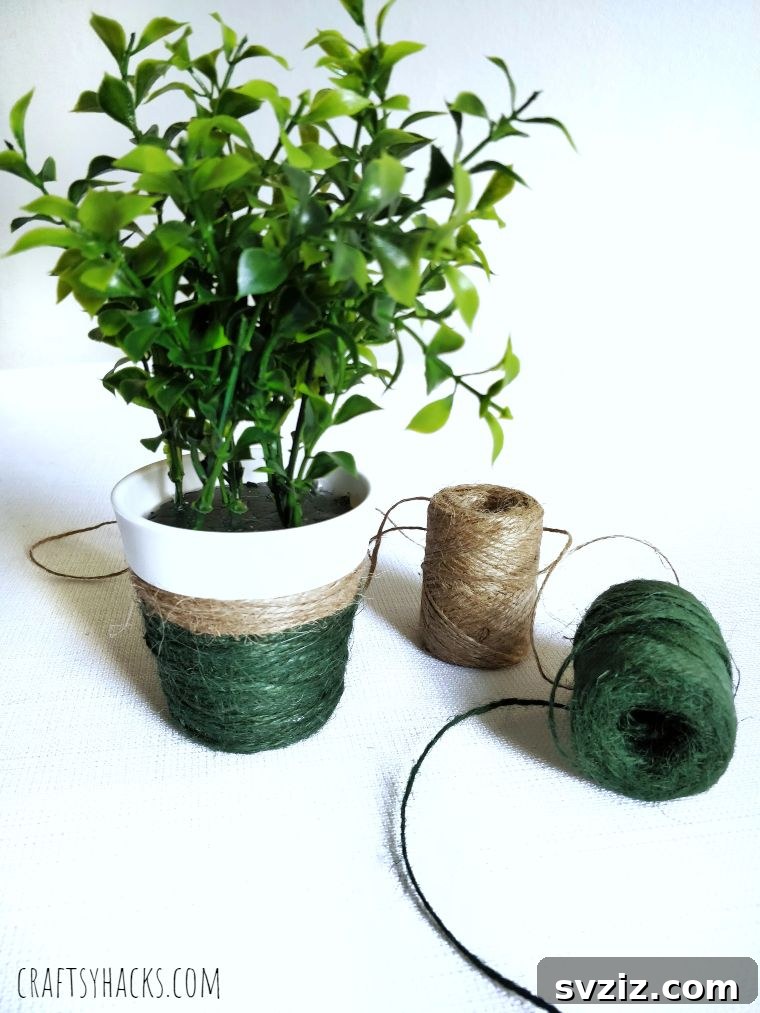 Yarn Wrapped Clay Flowerpot Craft