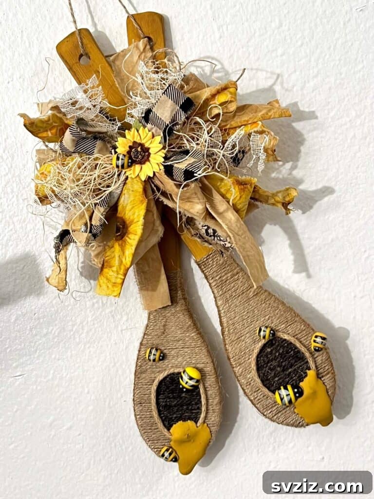 Upcycled Wooden Spoon Beehives Wall Hanging