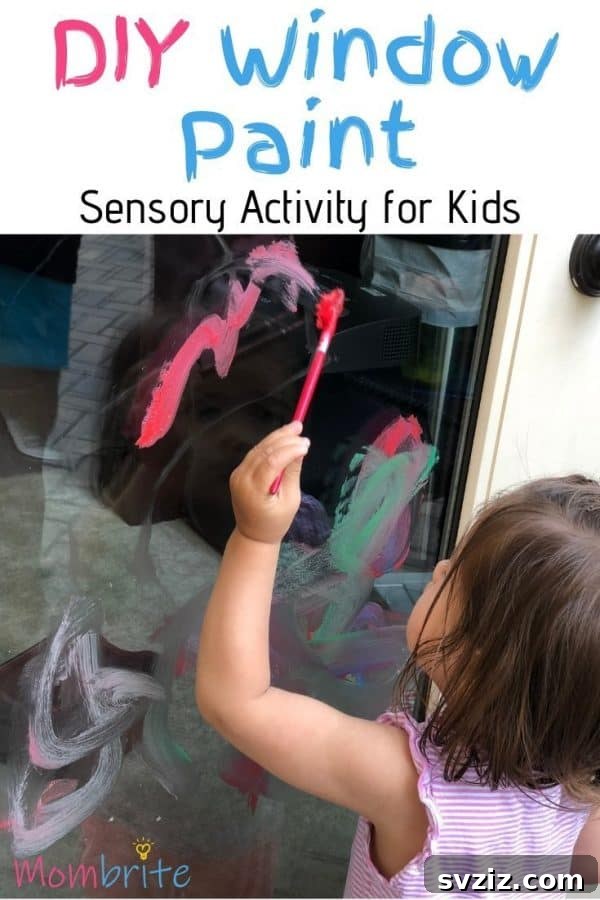 Kids using colorful DIY window paint on an outdoor window.