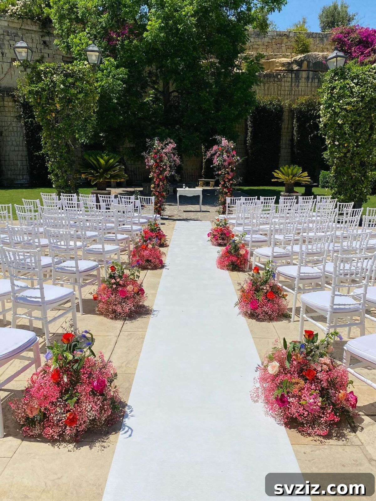 Enchanting aisle flowers for a romantic garden wedding