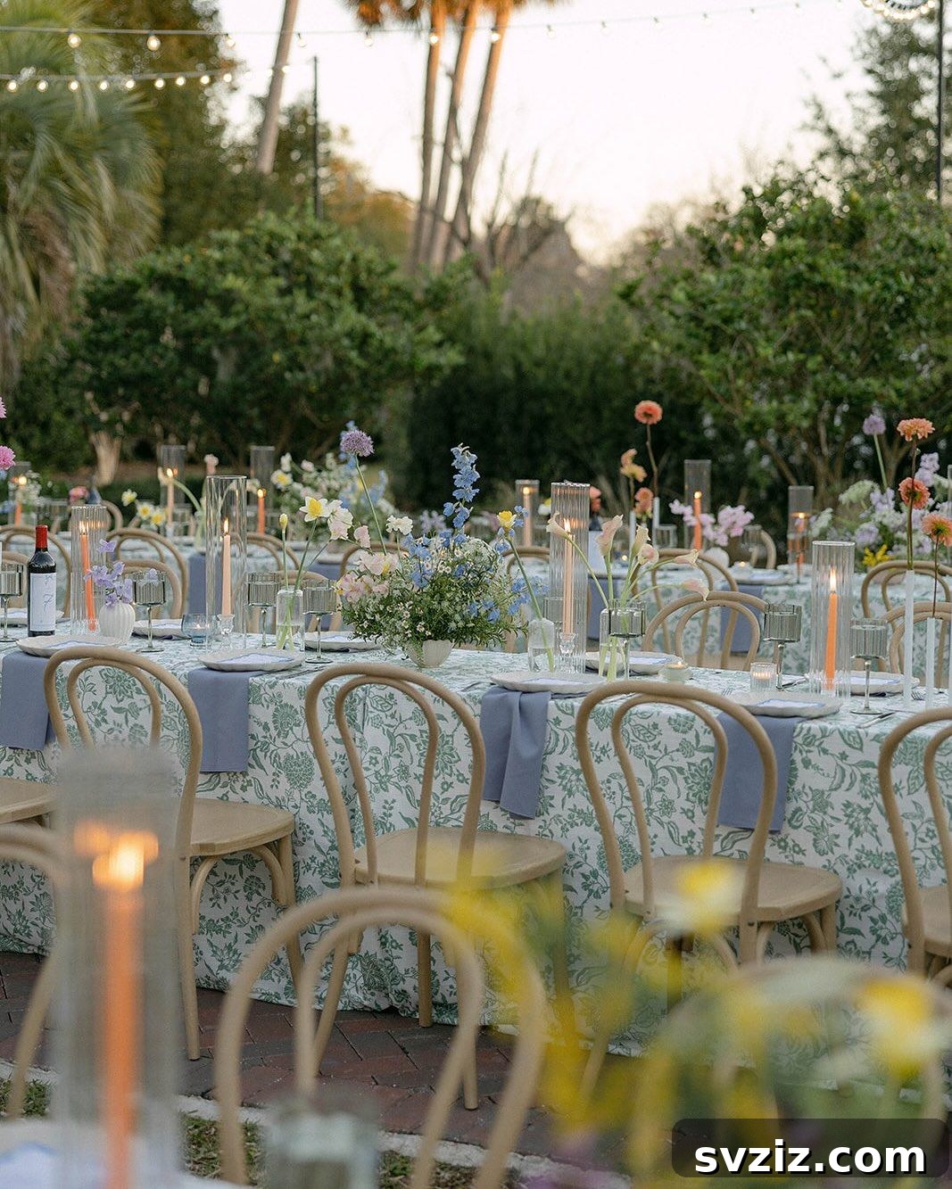Elegant European-style garden party wedding reception