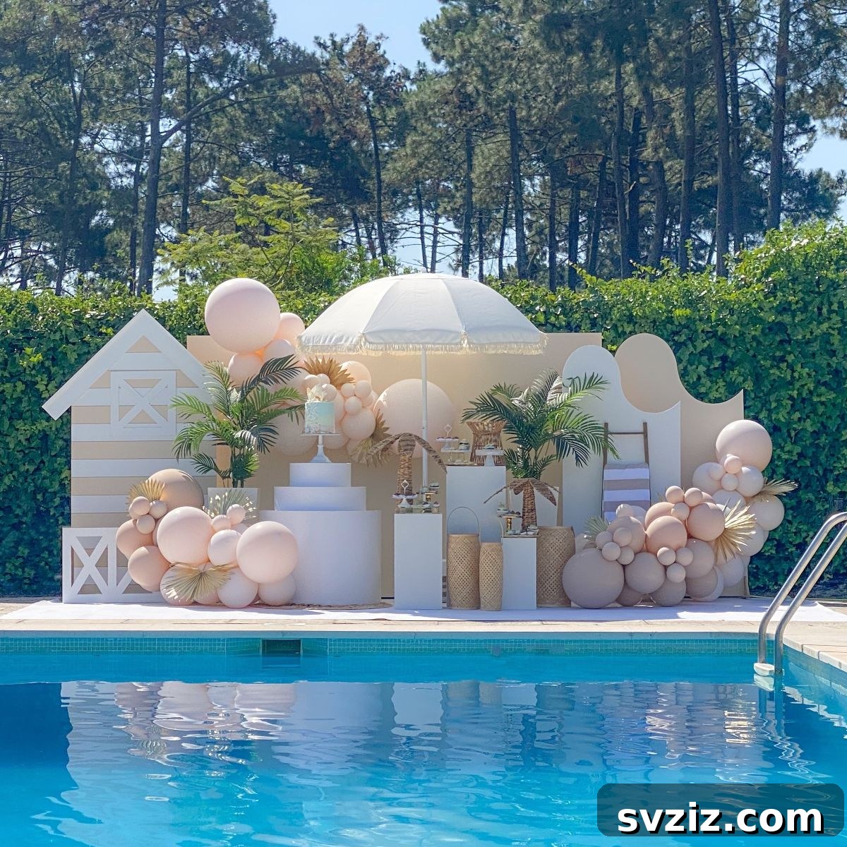 17 Epic Pool Party Themes for Adults 8 6. Neutral Pool Party Decor