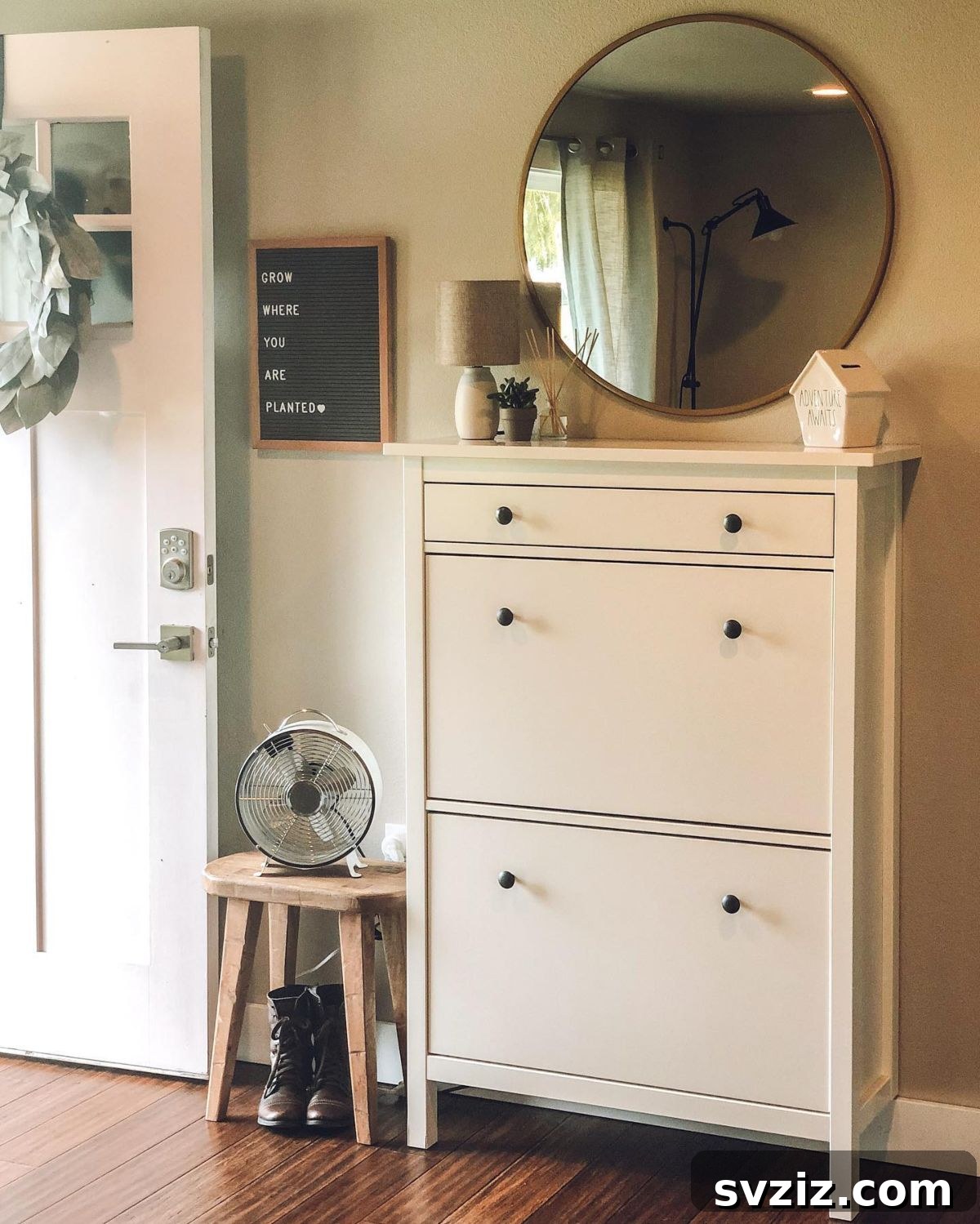 23 Clever IKEA Hacks to Maximize Small Entryways 15 13. Farmhouse Shoe Cabinet
