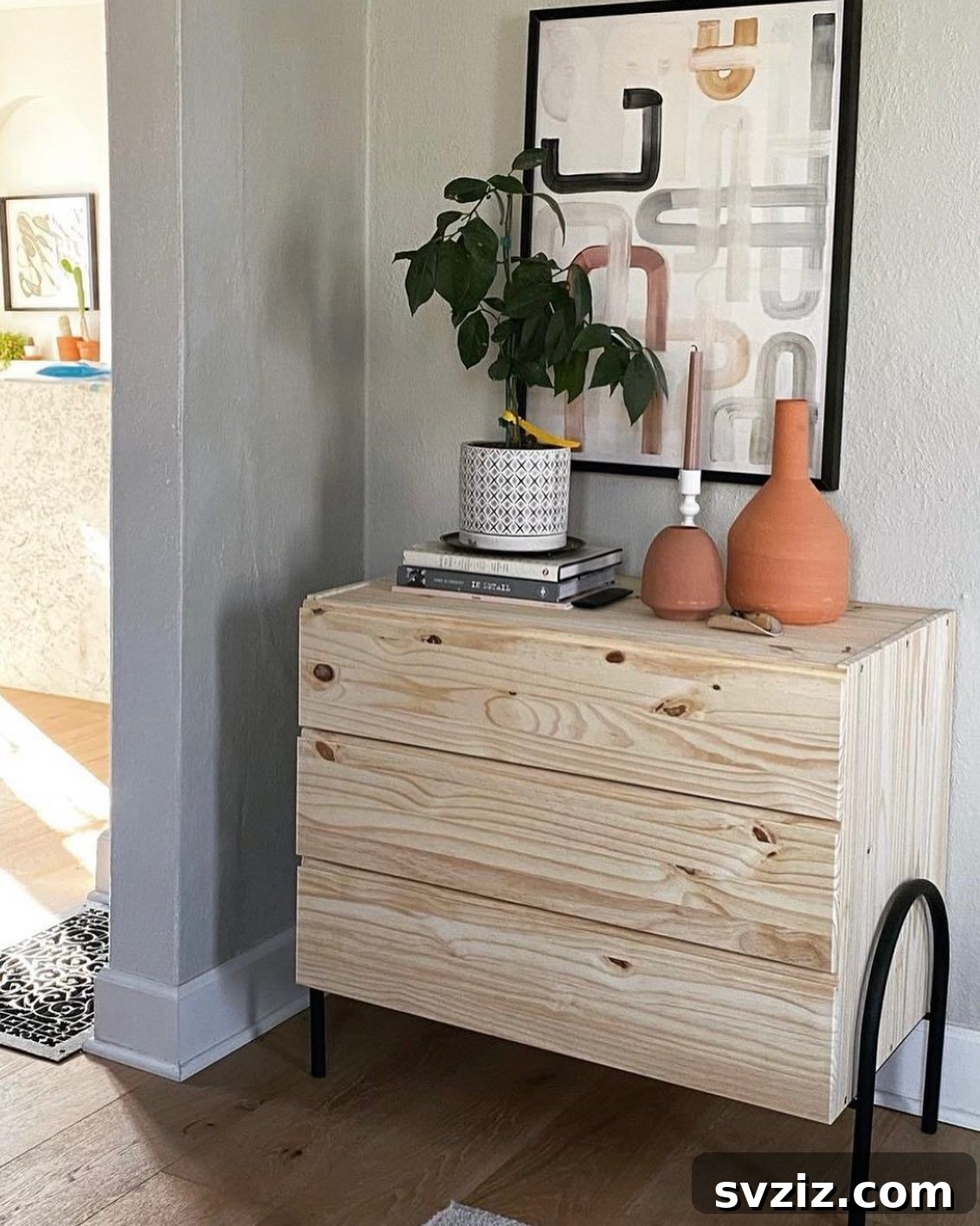 23 Clever IKEA Hacks to Maximize Small Entryways 22 20. Rustic IKEA Drawer Unit