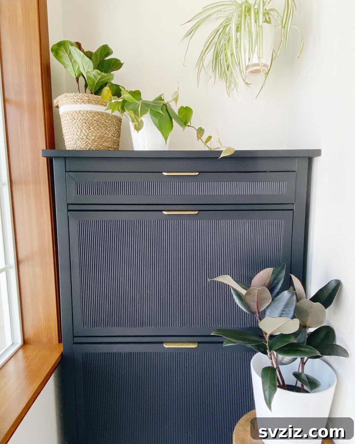 23 Clever IKEA Hacks to Maximize Small Entryways 9 7. Dowel Fluted IKEA Shoe Cabinet