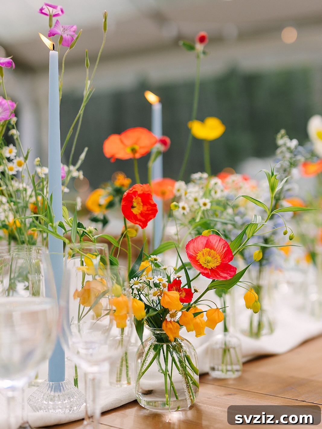 23 Dreamy Backyard Micro Wedding Concepts 25 Colorful wildflower centerpiece for a backyard wedding