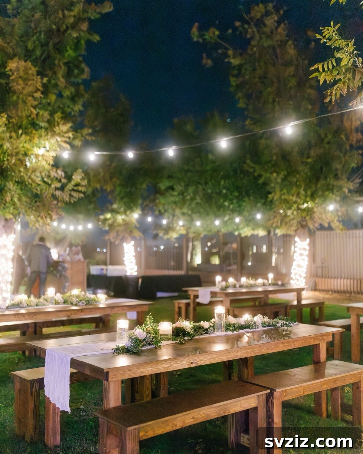 23 Dreamy Backyard Micro Wedding Concepts 6 Farmhouse wedding table with green garlands and elegant place settings