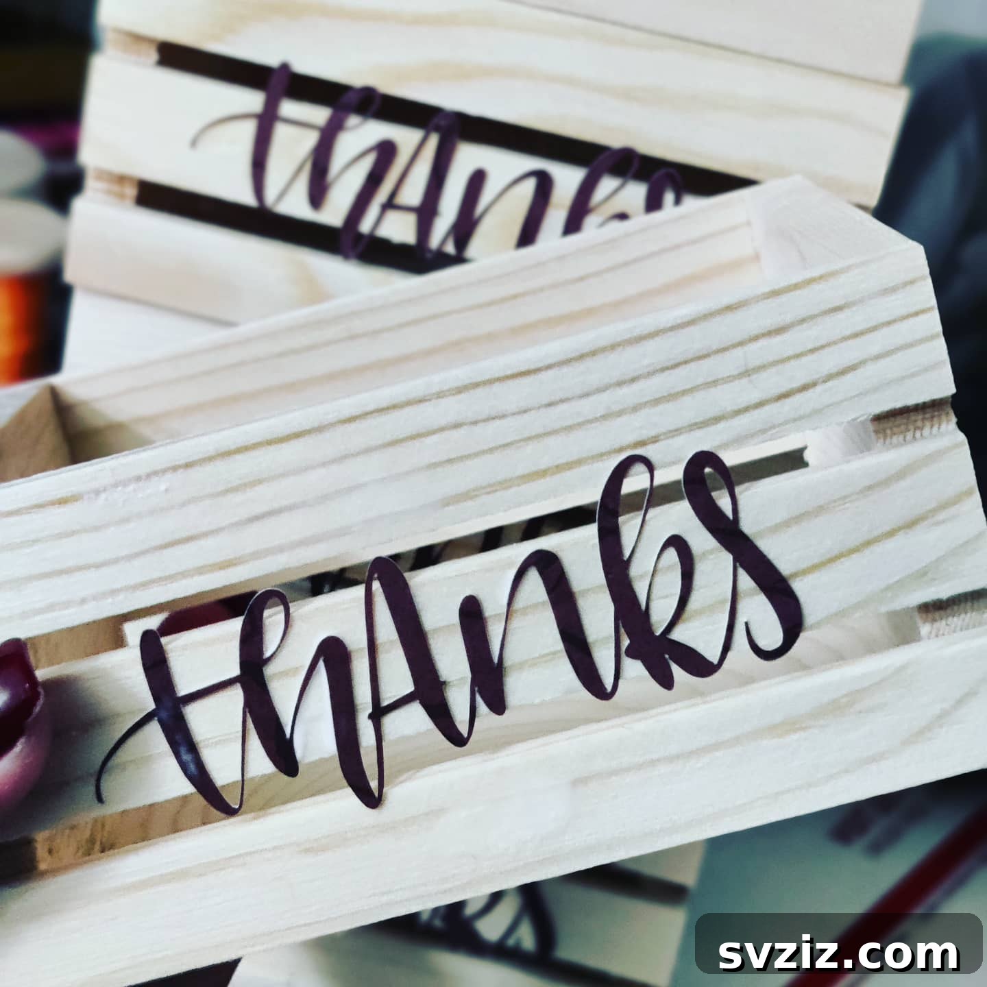 13. Mini Wooden “Thanks” Crates
