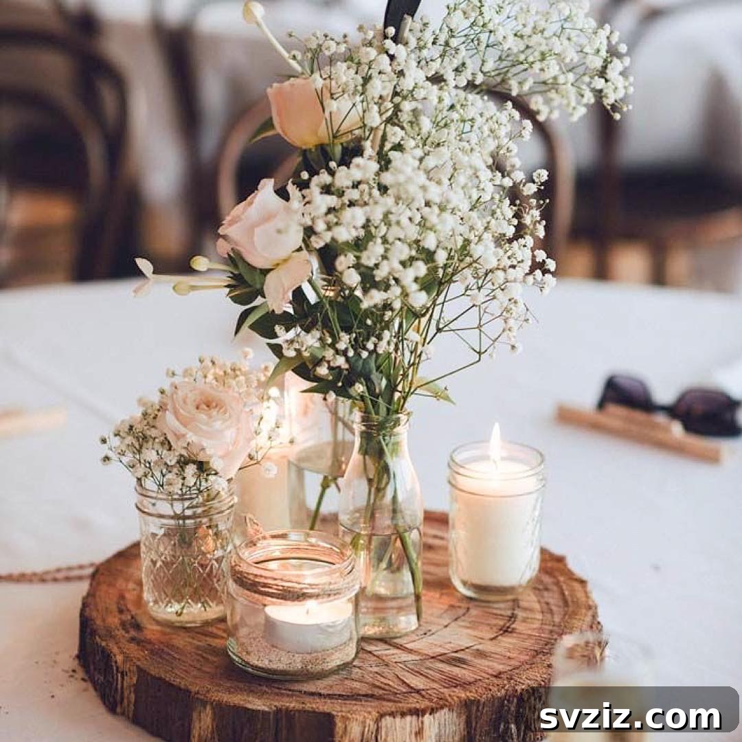 23. Wood Slab Centerpieces