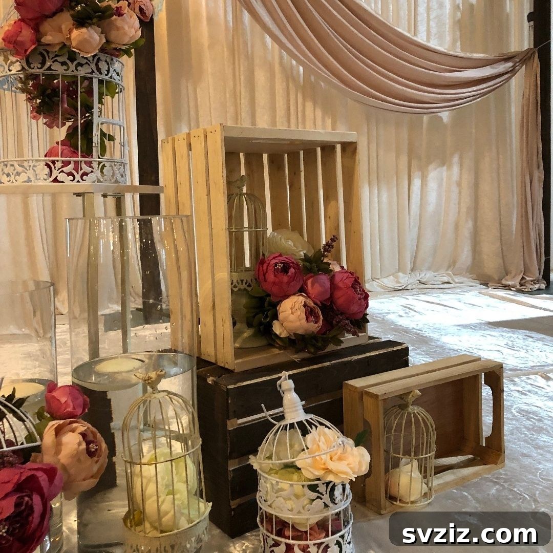 7. Wood Crate Arrangements with Lanterns