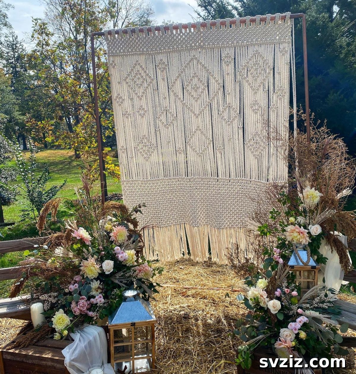 Warm Fall Backyard Wedding Inspirations 20 18. Boho Backdrop