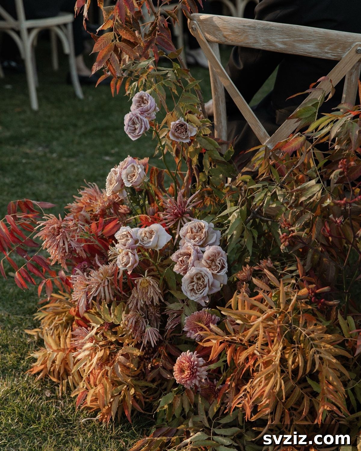 Warm Fall Backyard Wedding Inspirations 23 21. Fall Mums and Roses